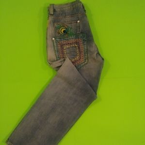 COOGI Peacock Embroidered Colorful Denim Jeans
